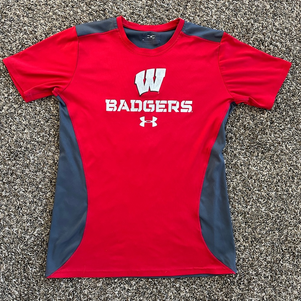Under Armour Kids Red and Gray Badgers Tee